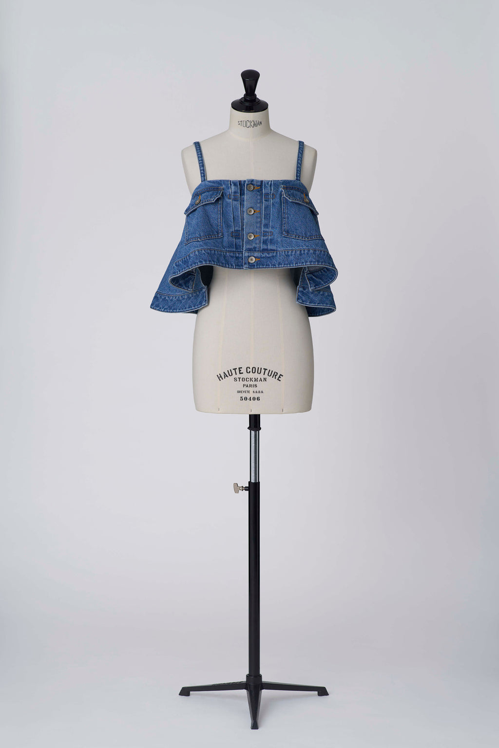 Denim ruffle cami tops