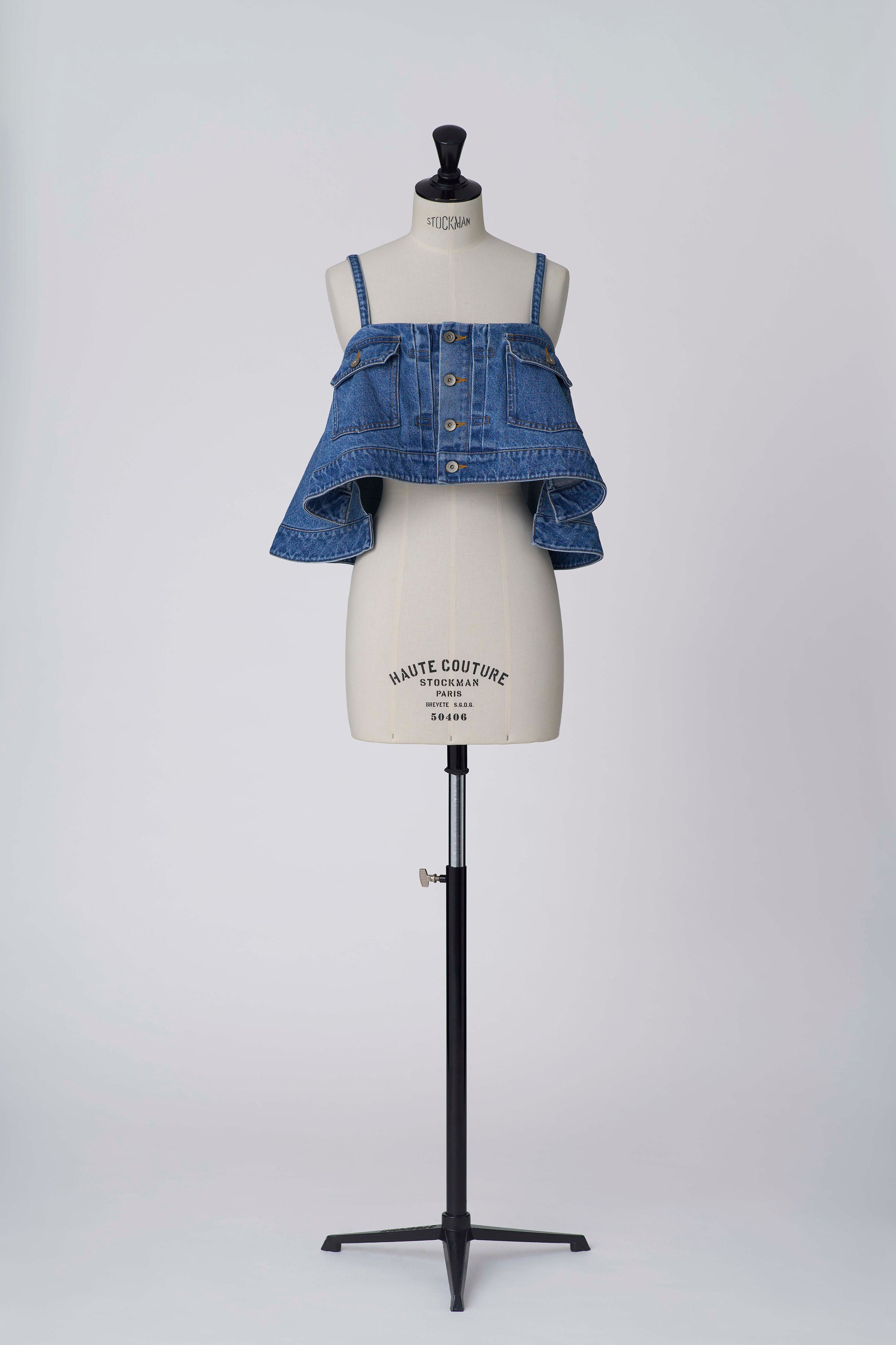 Denim ruffle cami tops