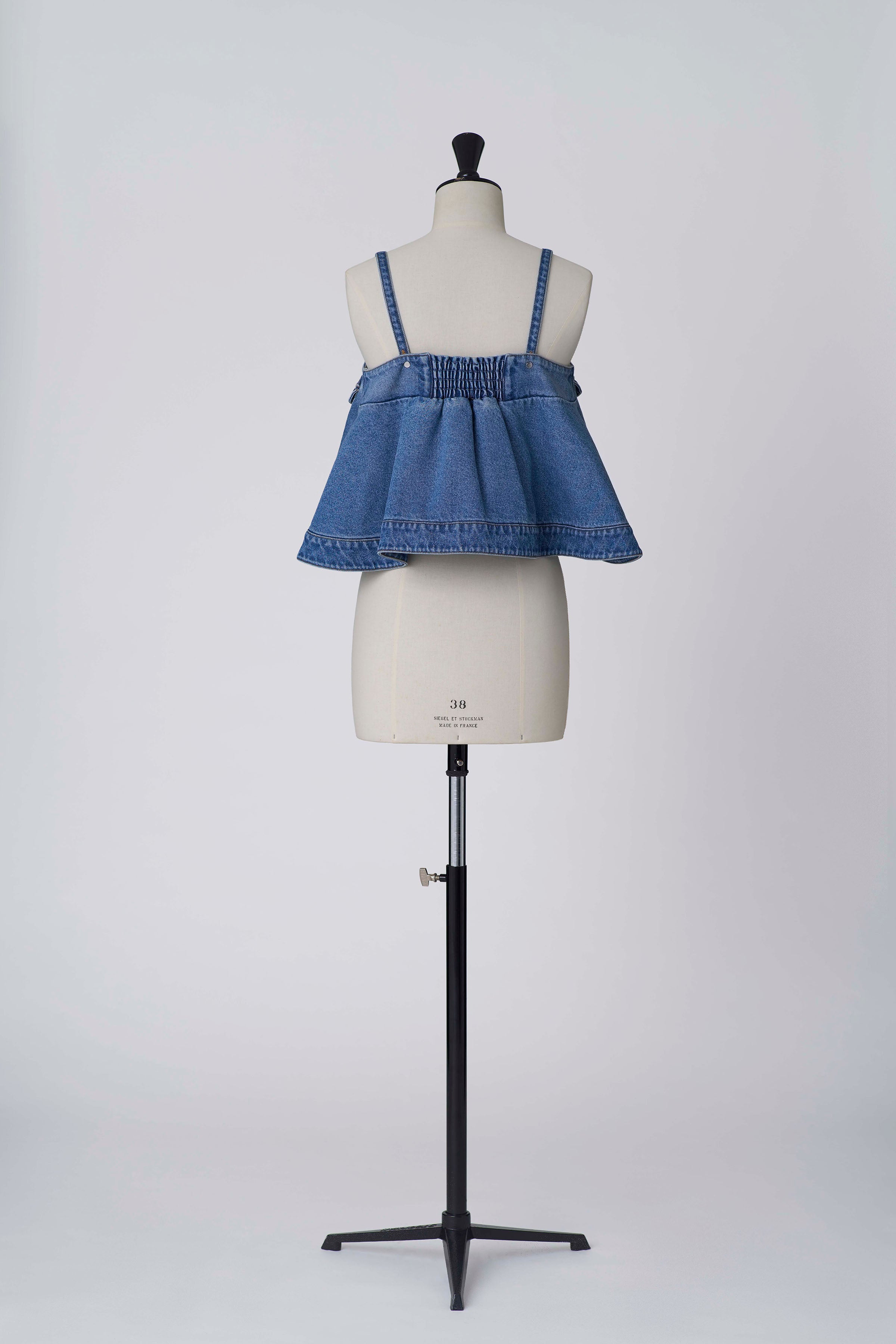 Denim ruffle cami tops