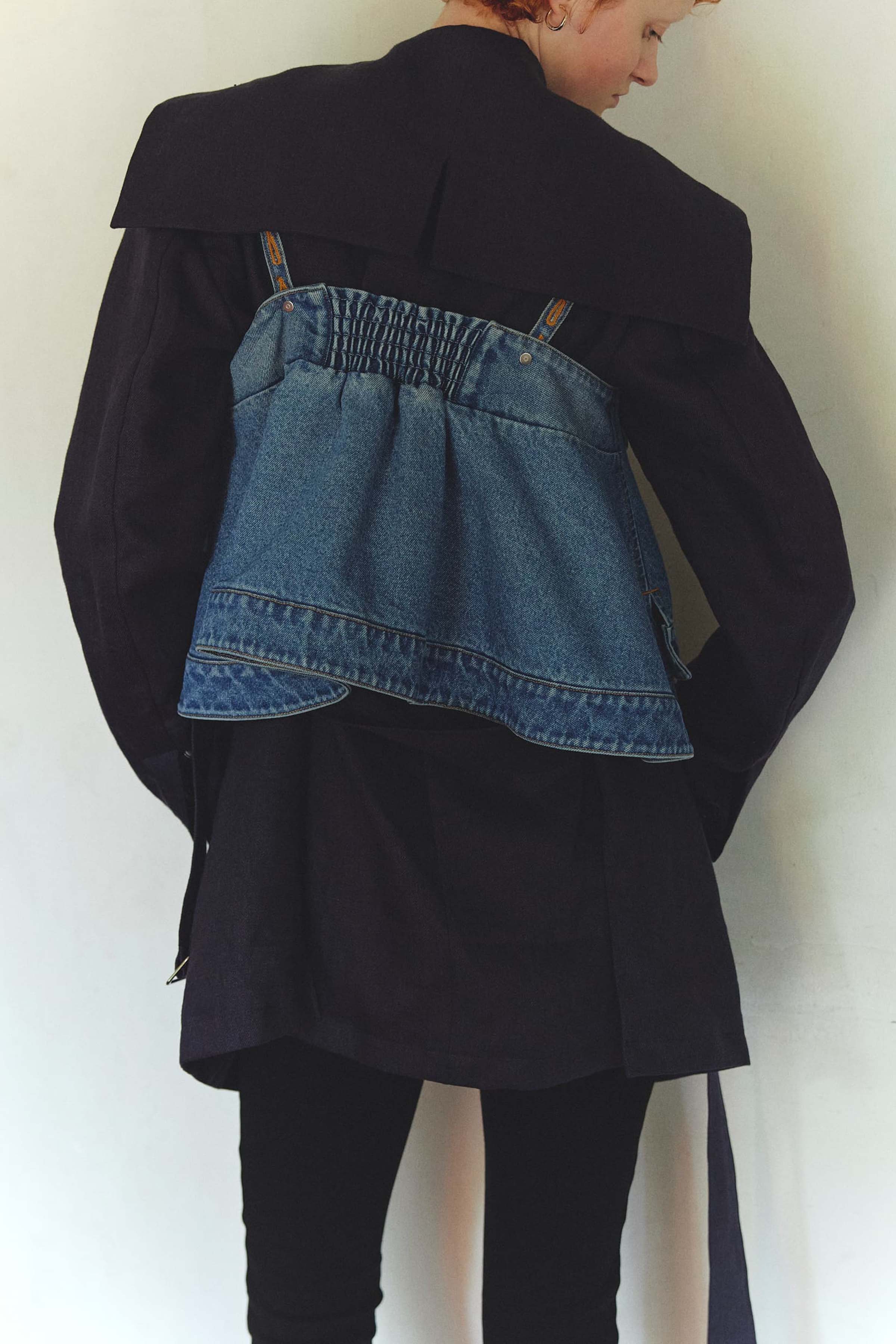 Denim ruffle cami tops