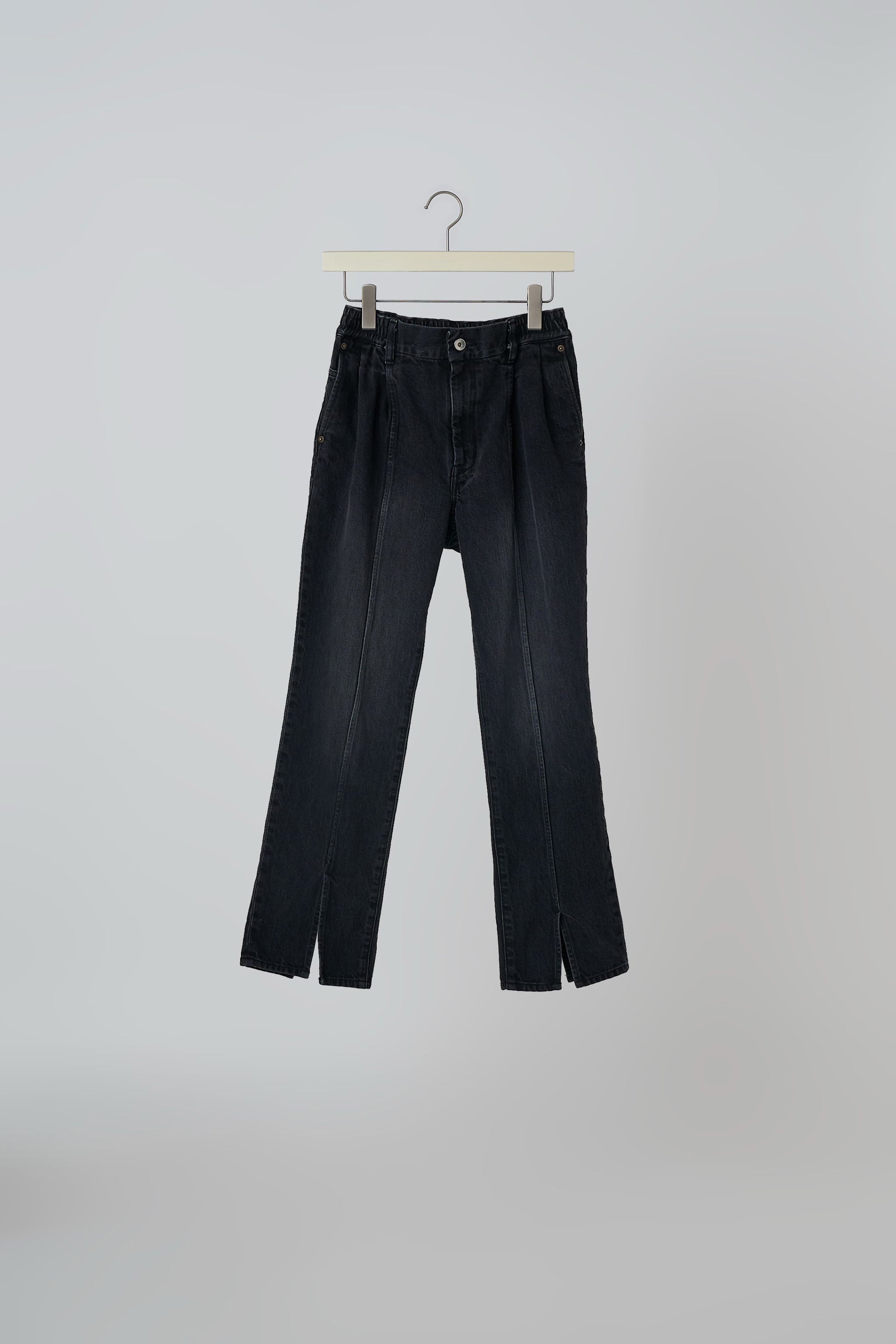 Waist Shirred Slit Jeans