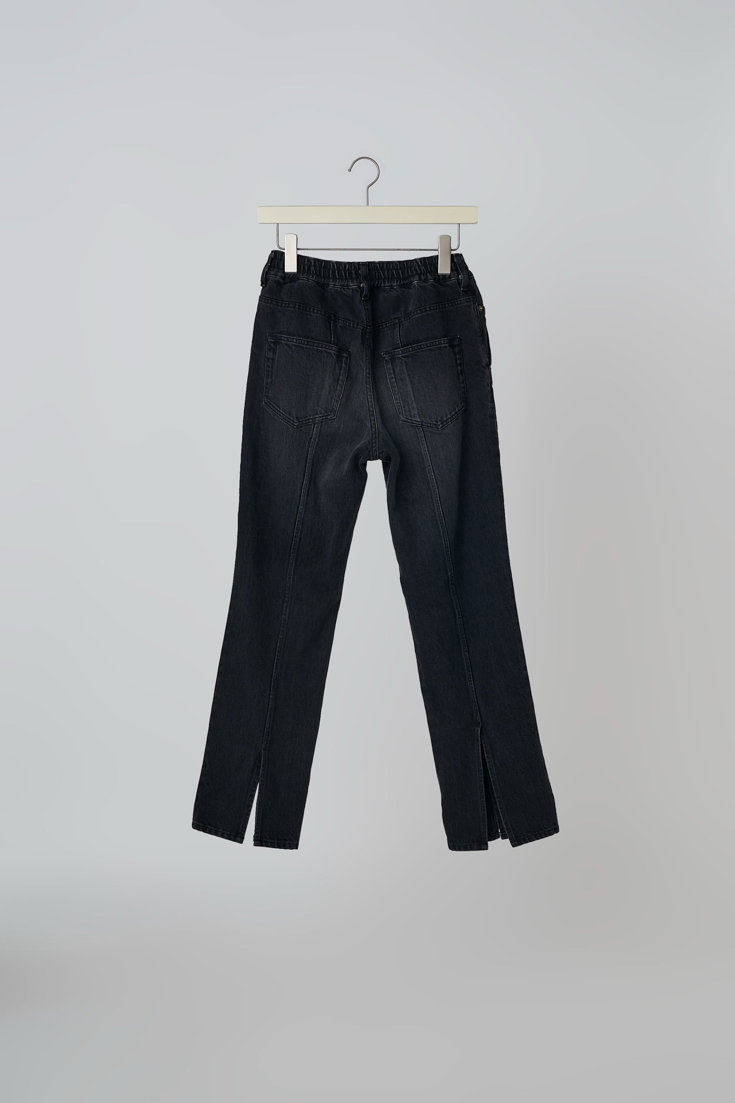 Waist Shirred Slit Jeans
