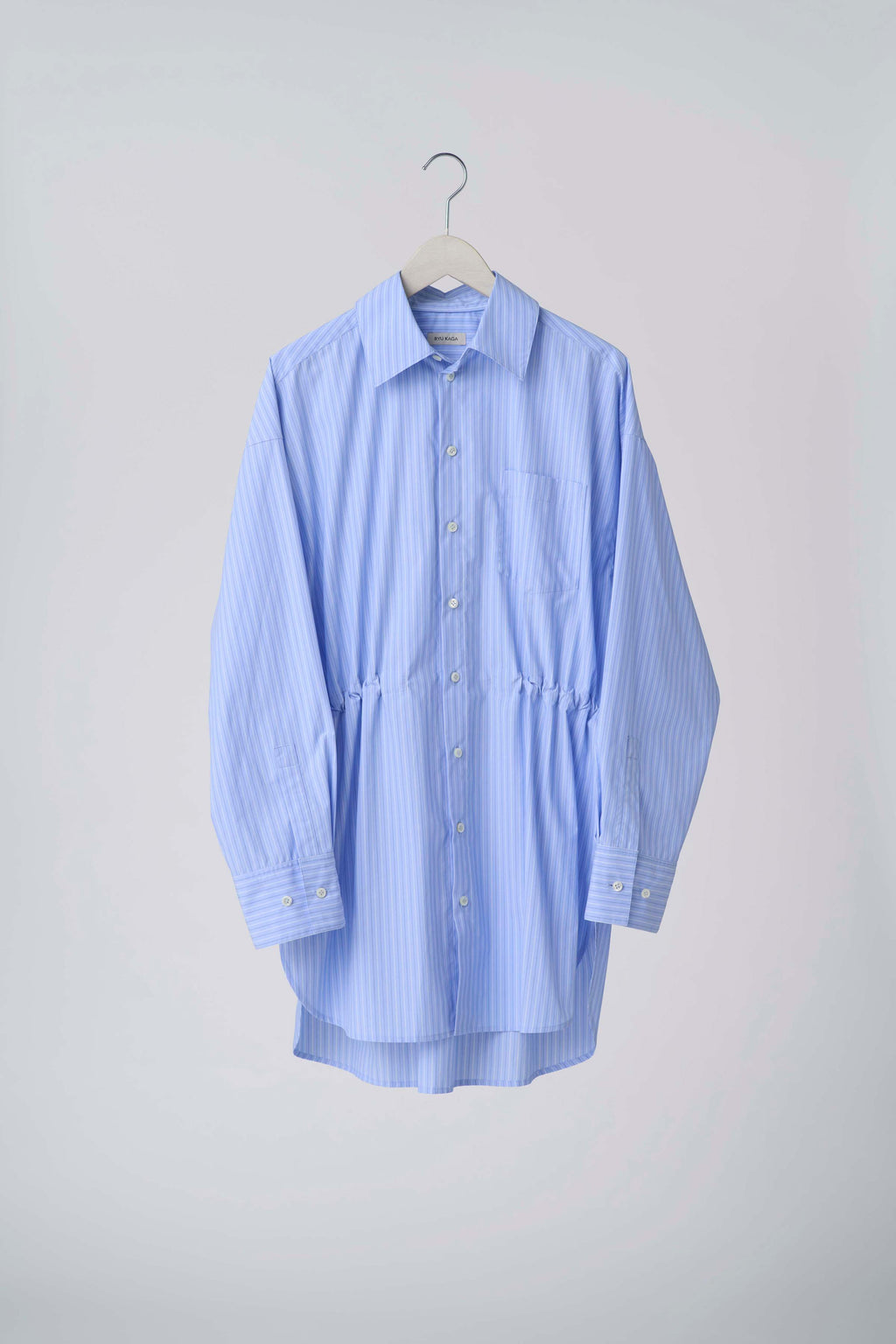 Oversized drawstring striped shirt