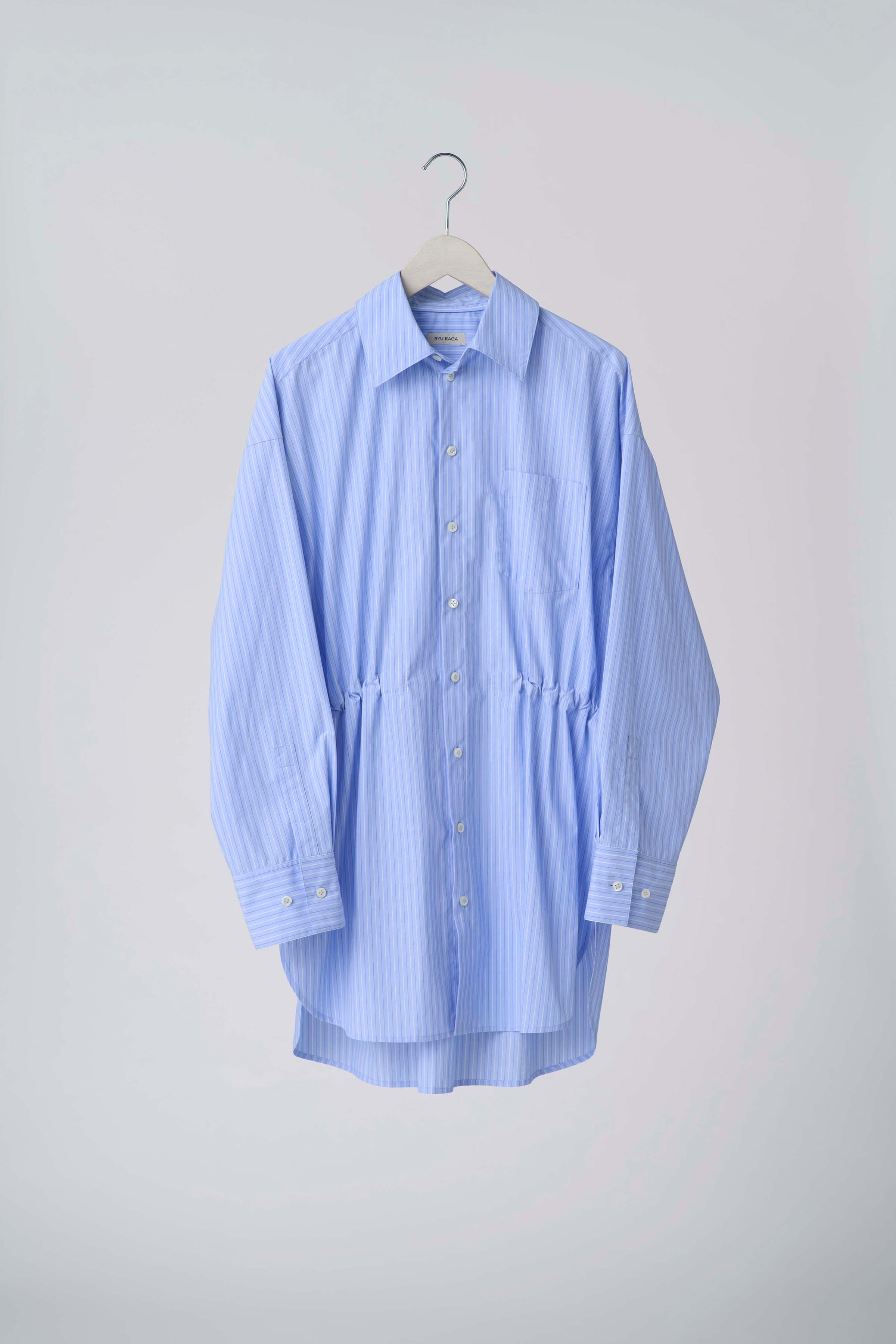 Oversized drawstring striped shirt