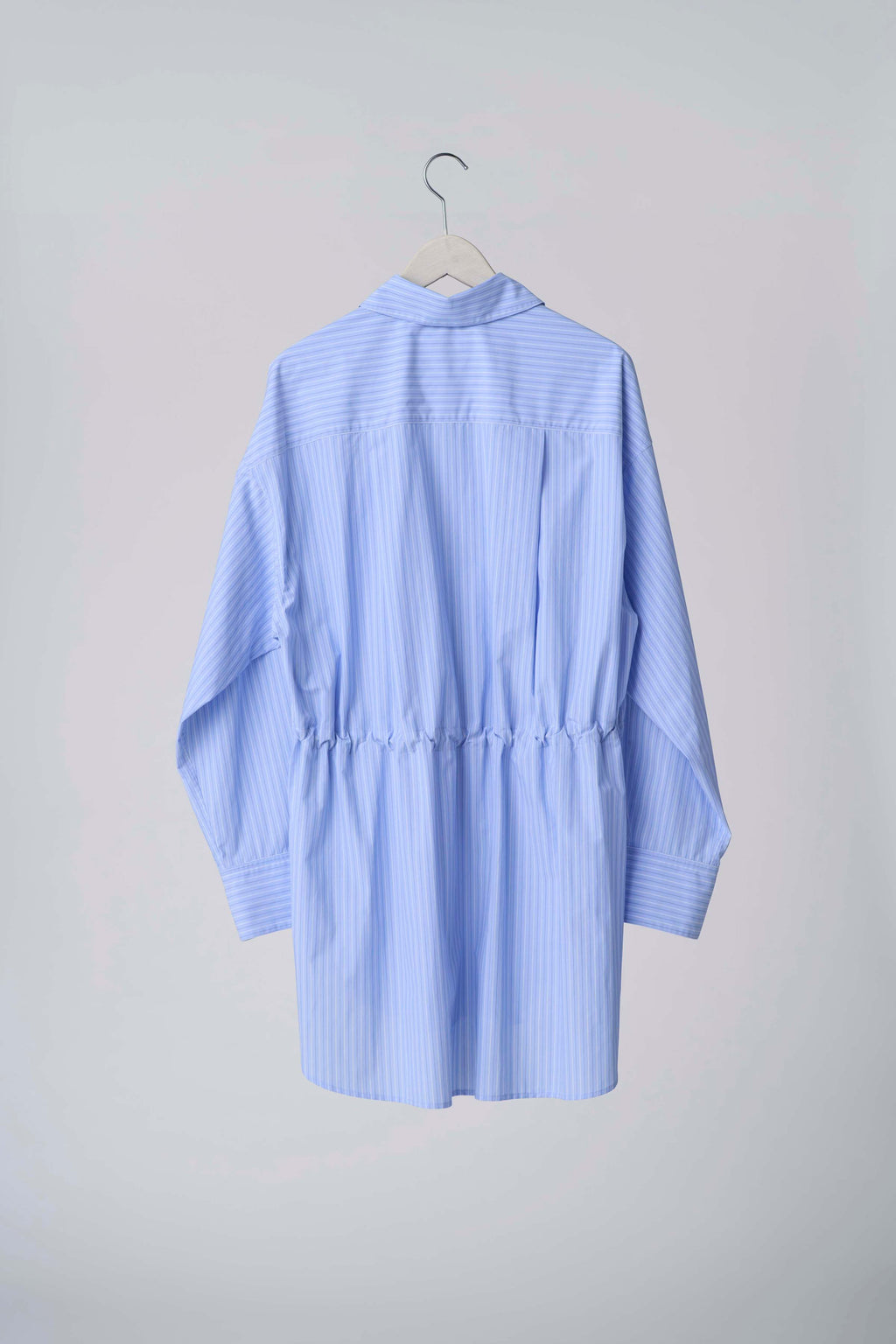 Oversized drawstring striped shirt