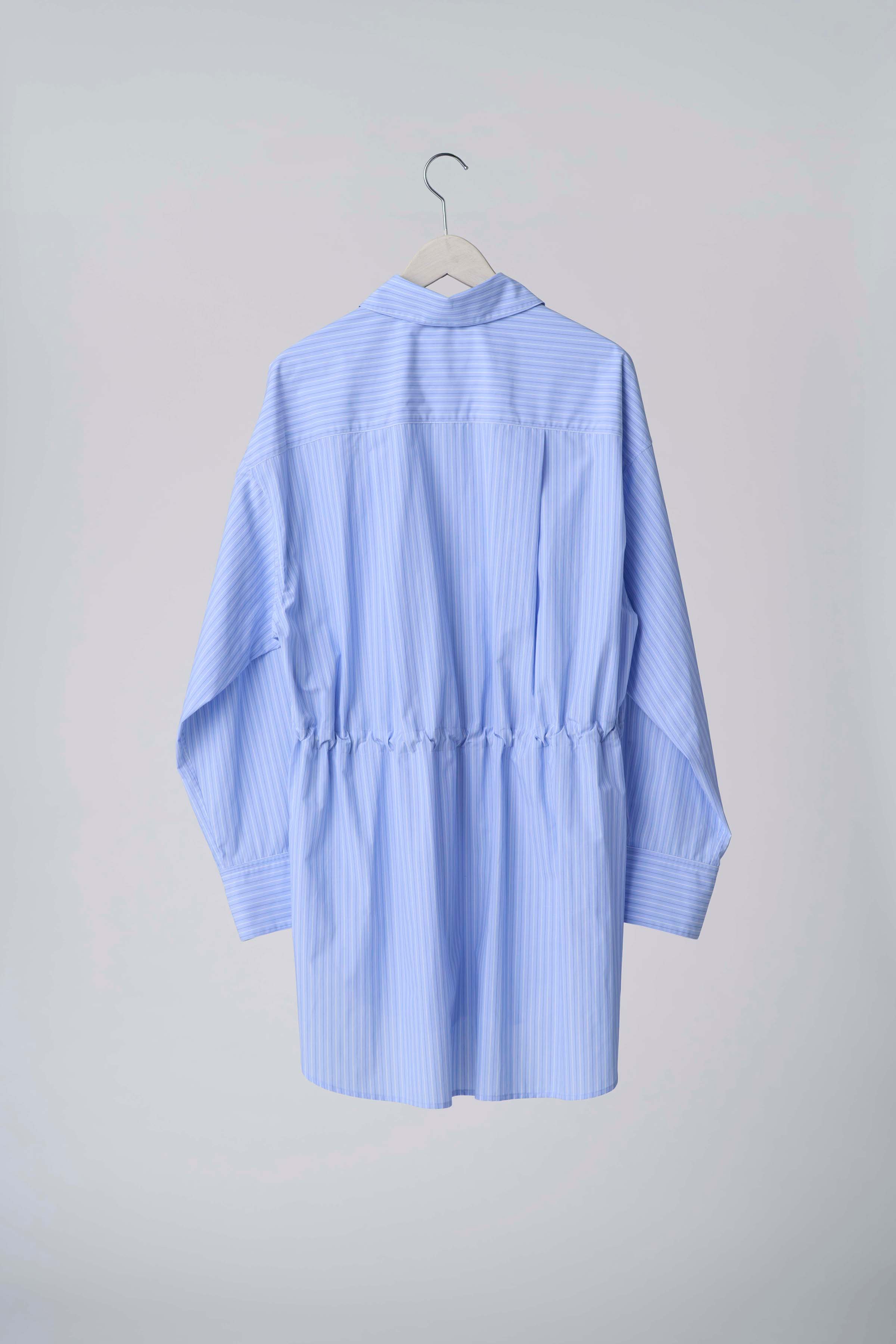 Oversized drawstring striped shirt