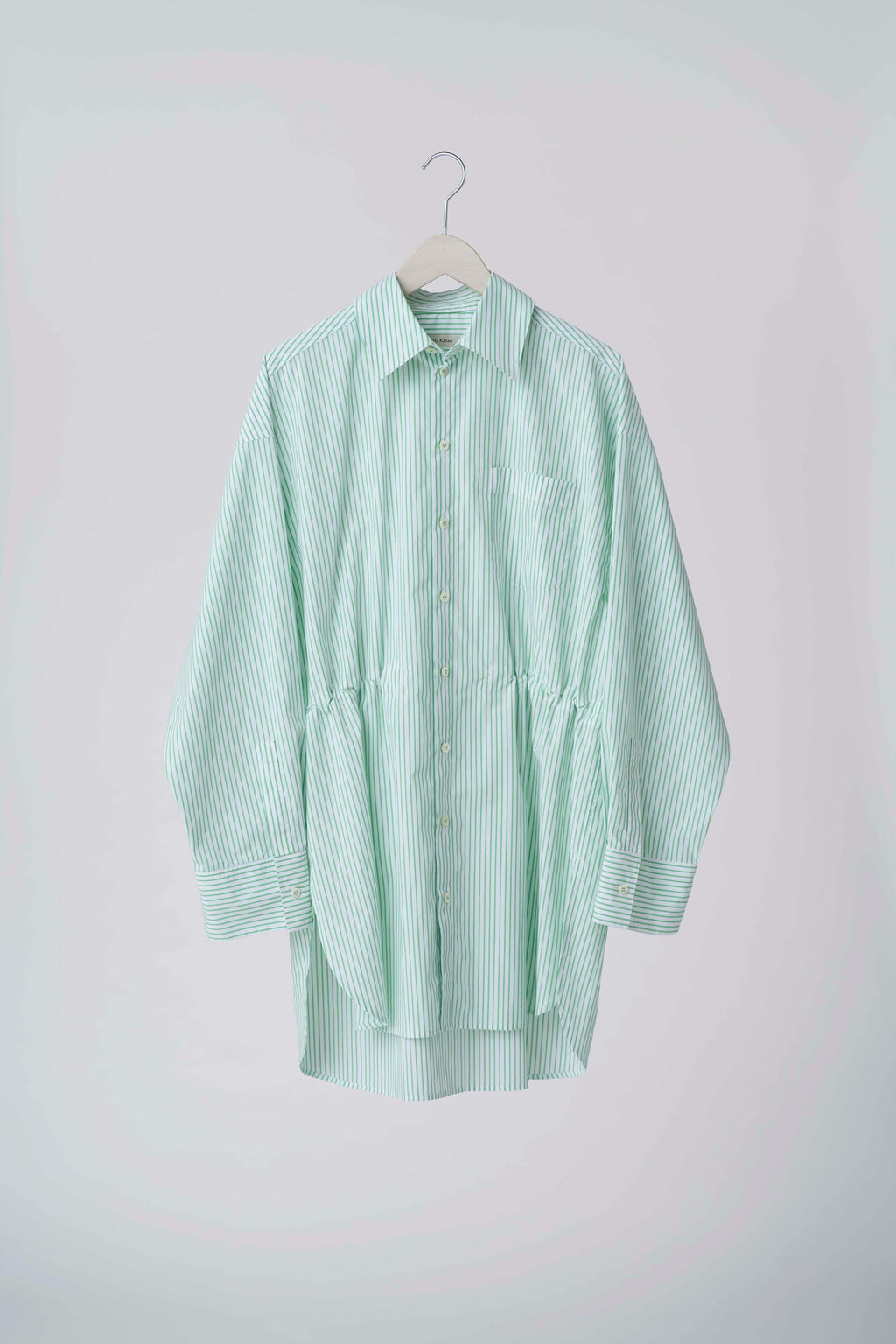Oversized drawstring striped shirt
