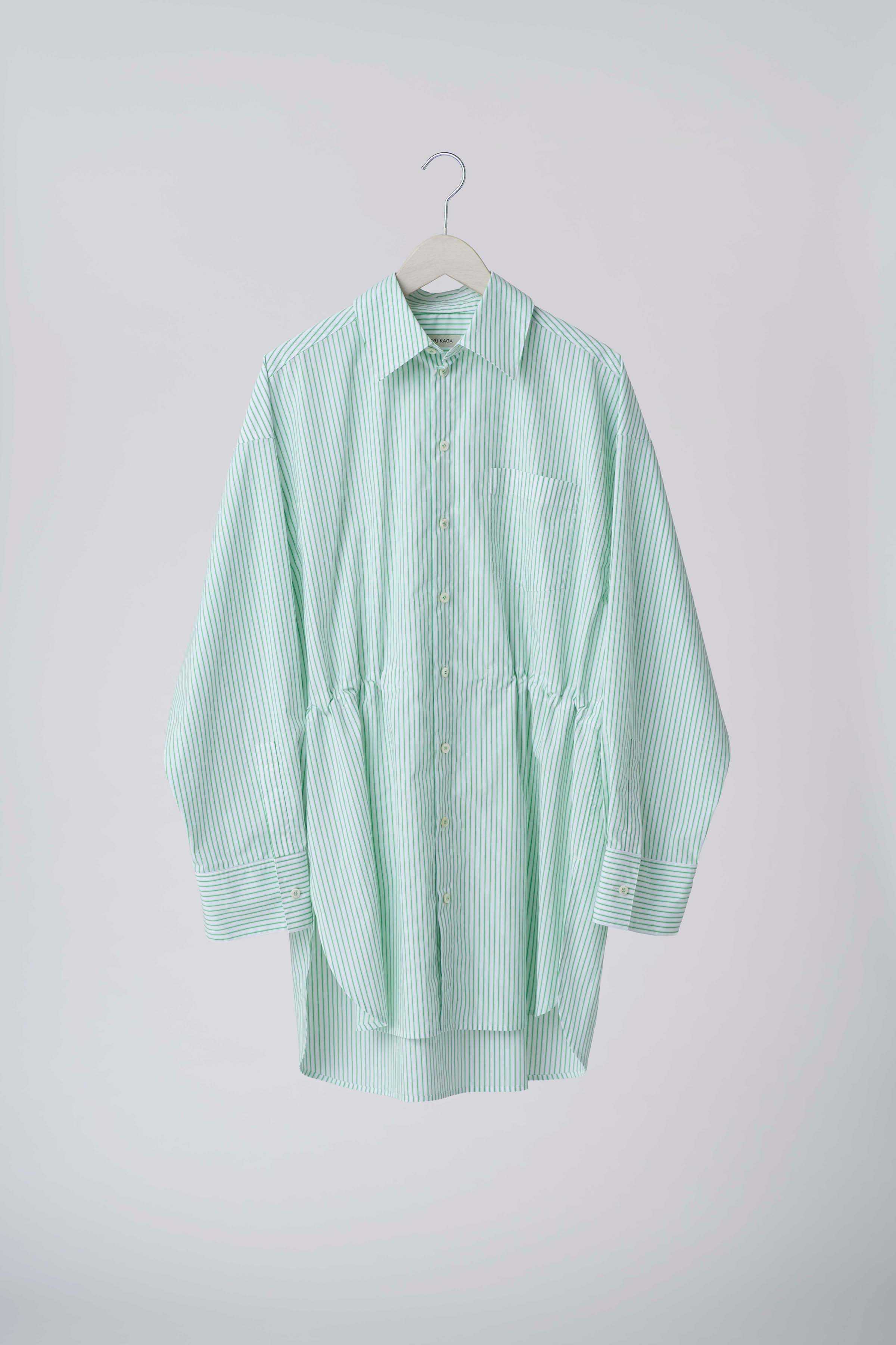Oversized drawstring striped shirt