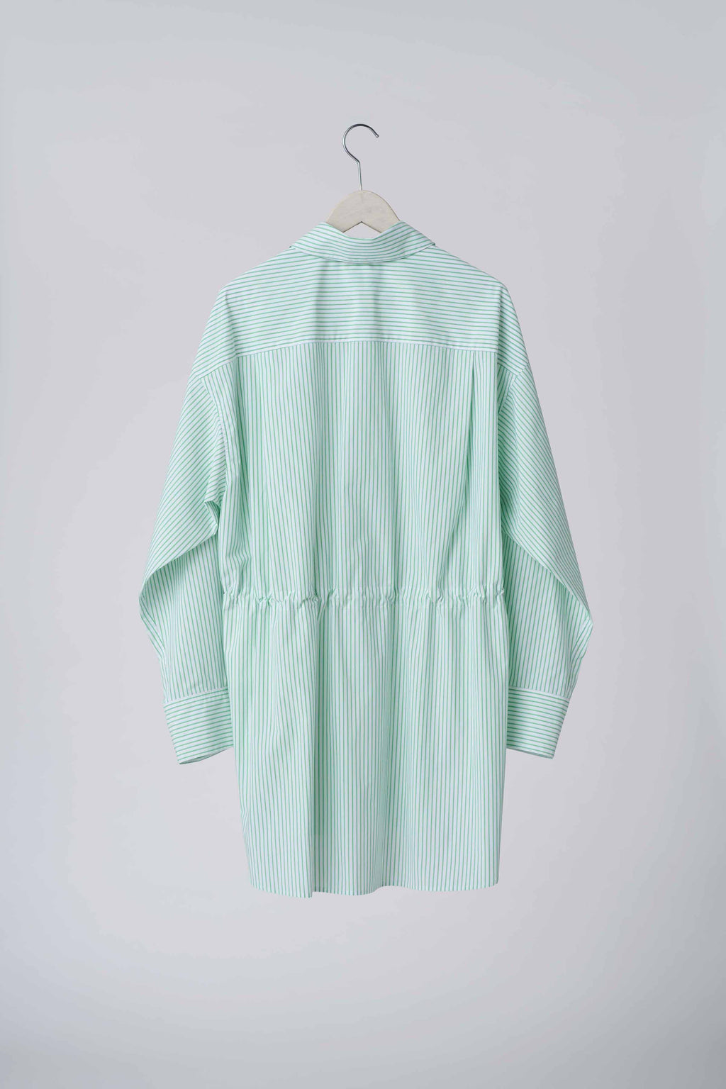Oversized drawstring striped shirt