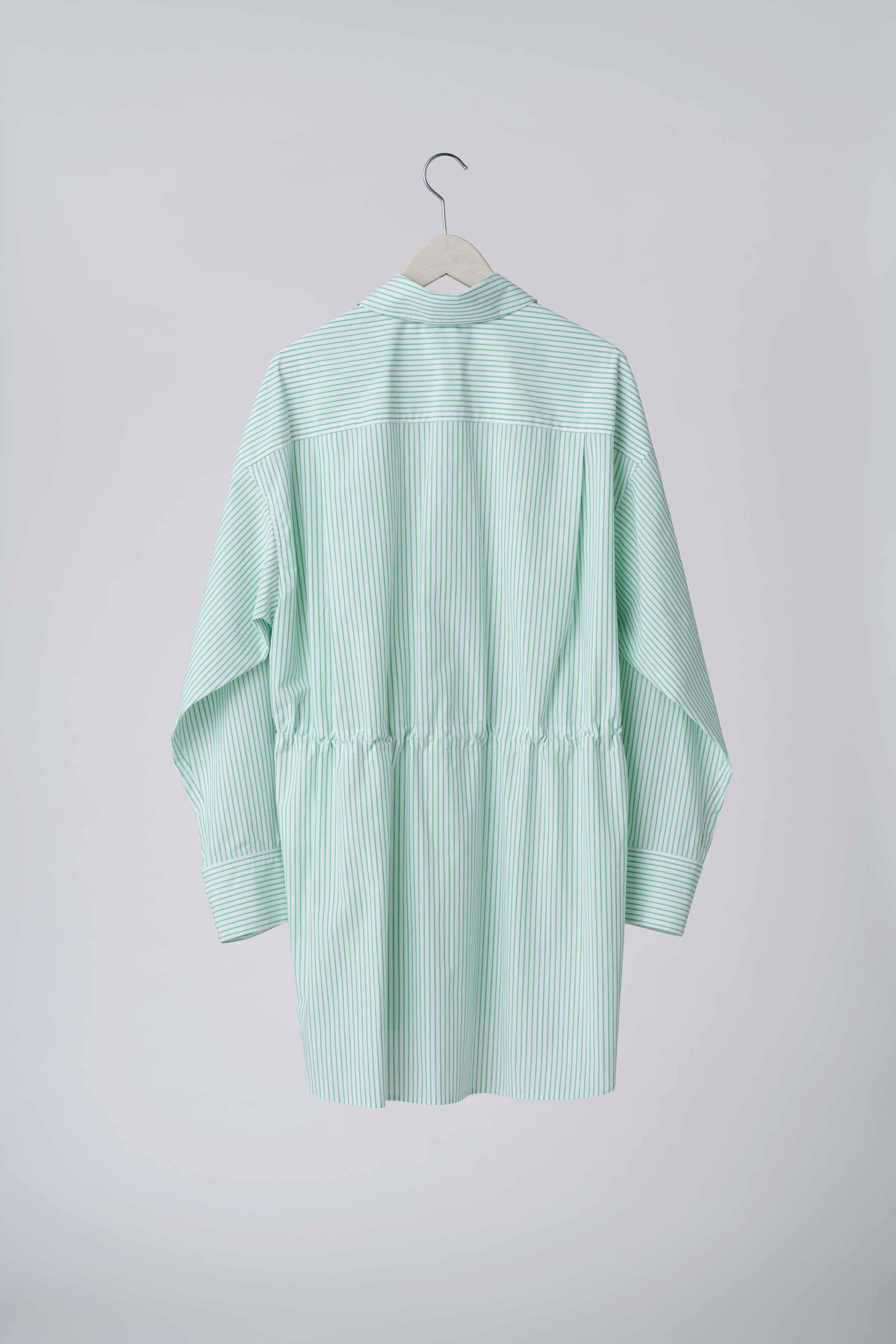 Oversized drawstring striped shirt