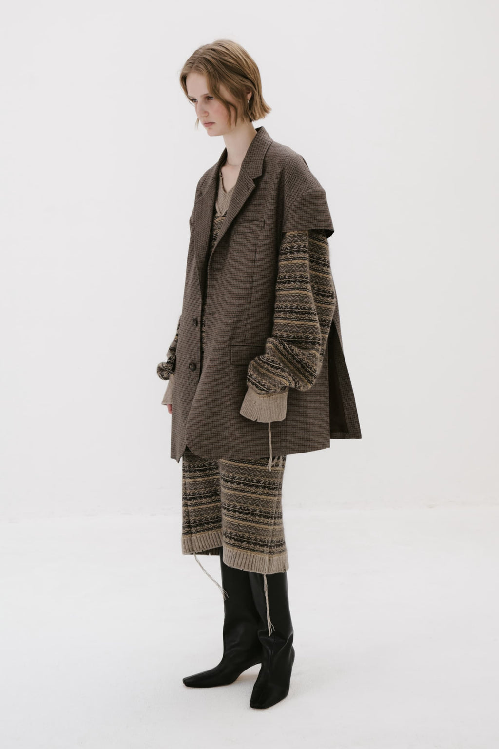 Wool flannel cropped chesterfield vest