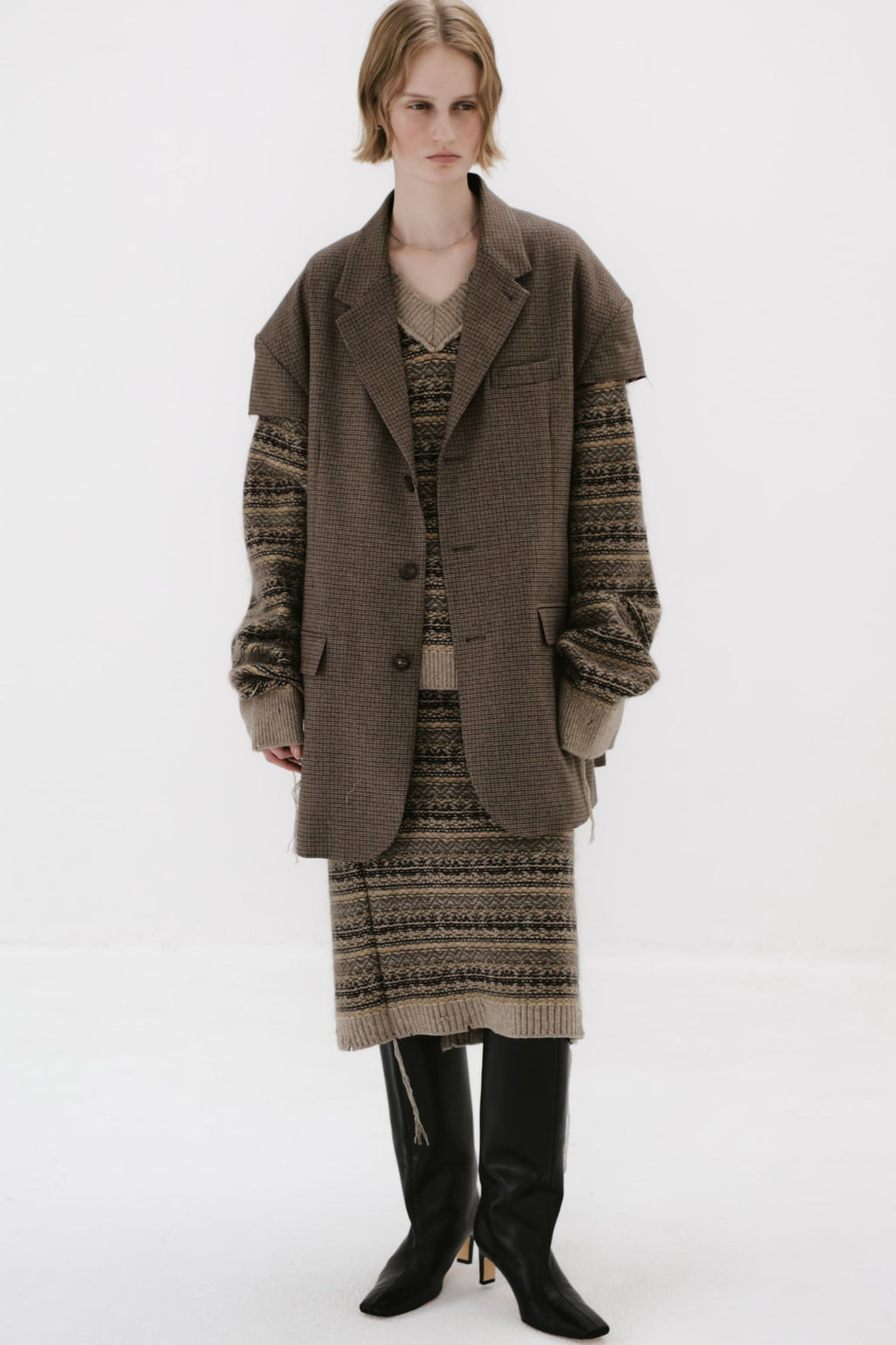 Wool flannel cropped chesterfield vest