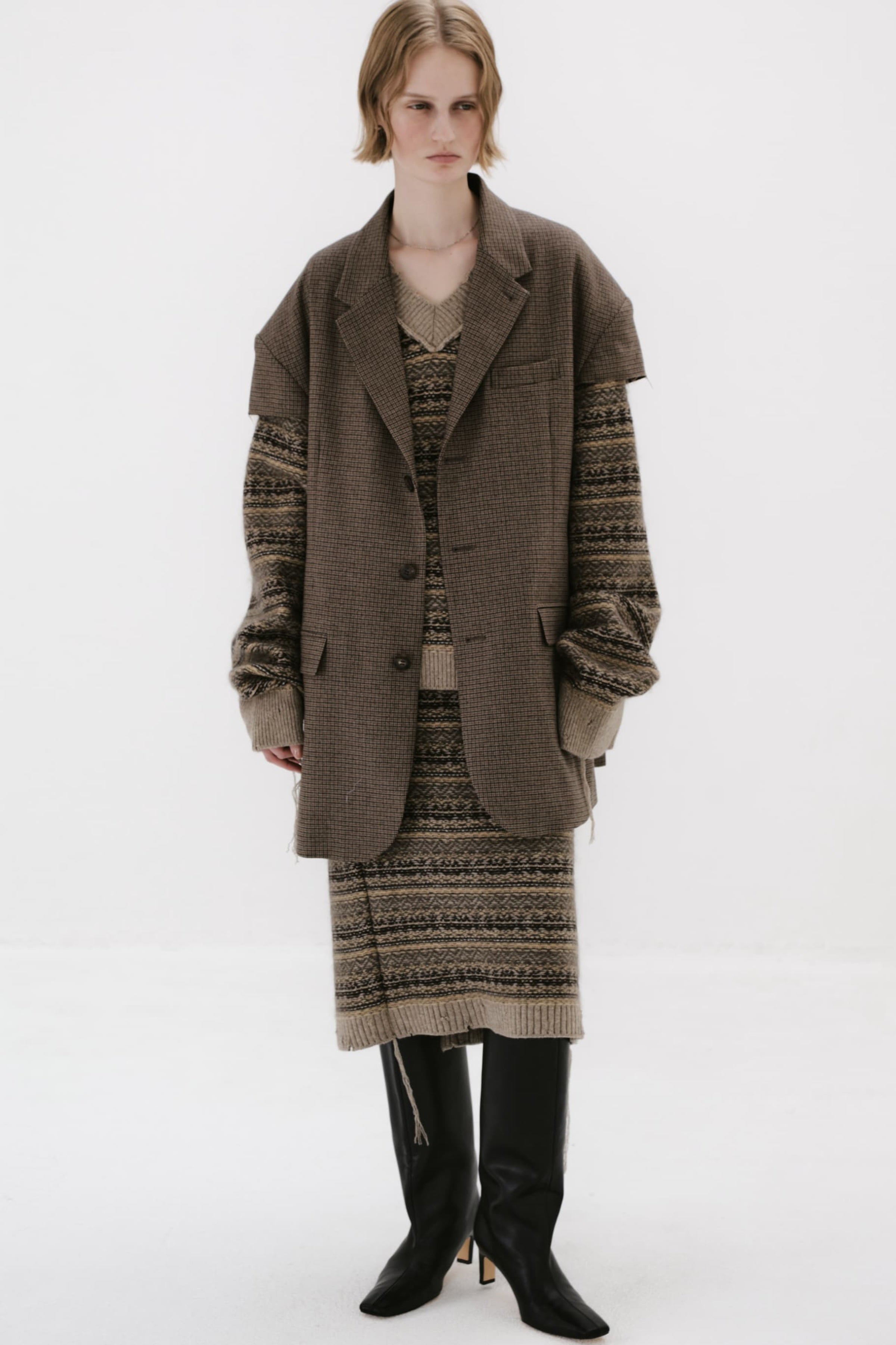 Wool flannel cropped chesterfield vest