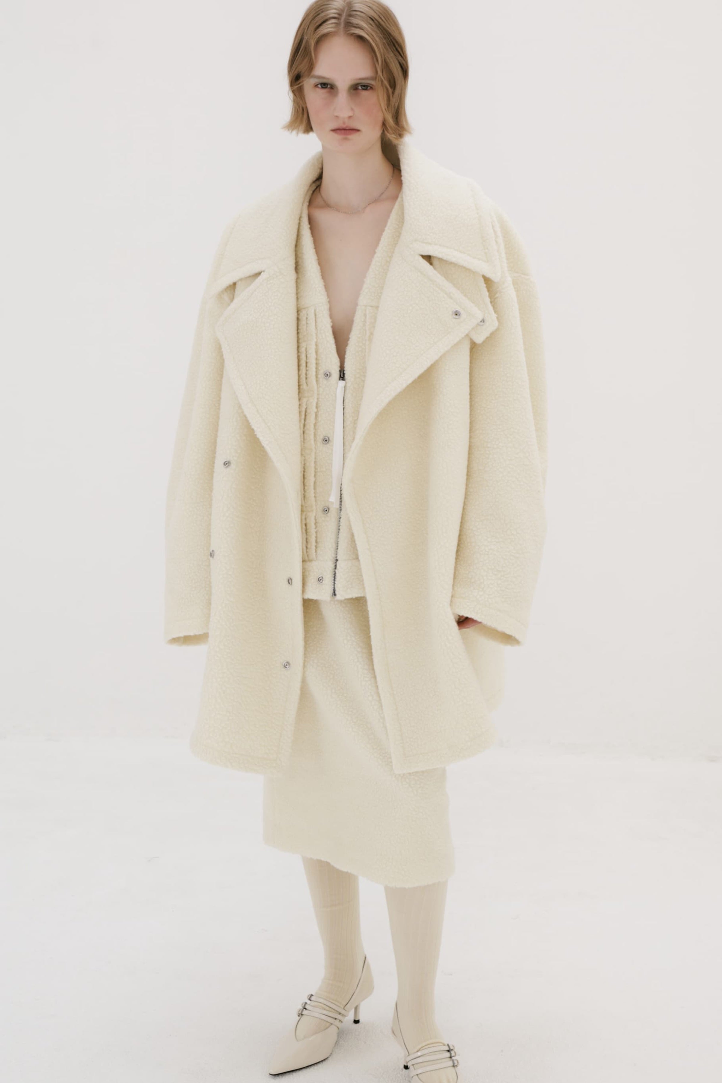 Wool boa oversized pea coat