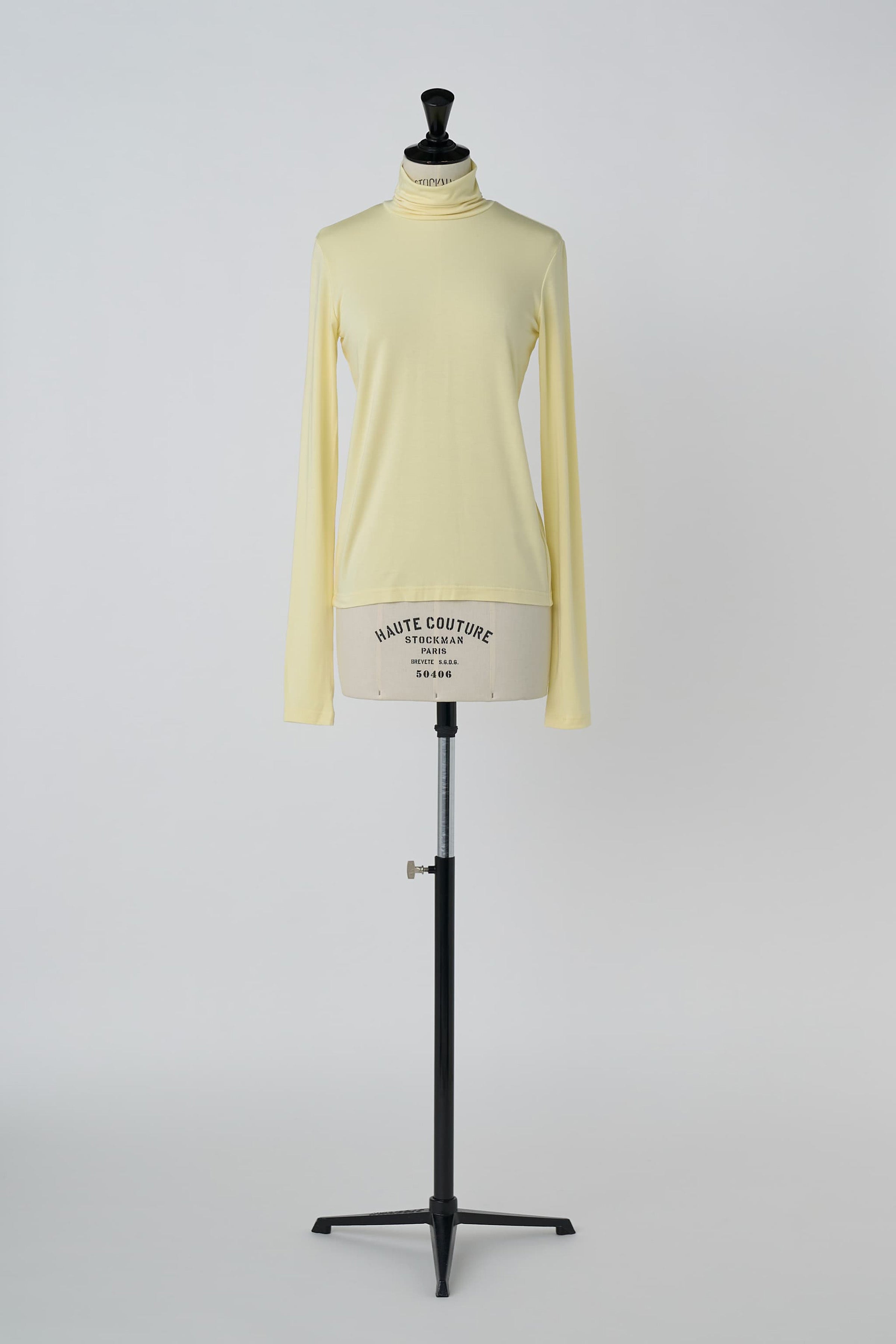 Open back turtle-neck cut sew
