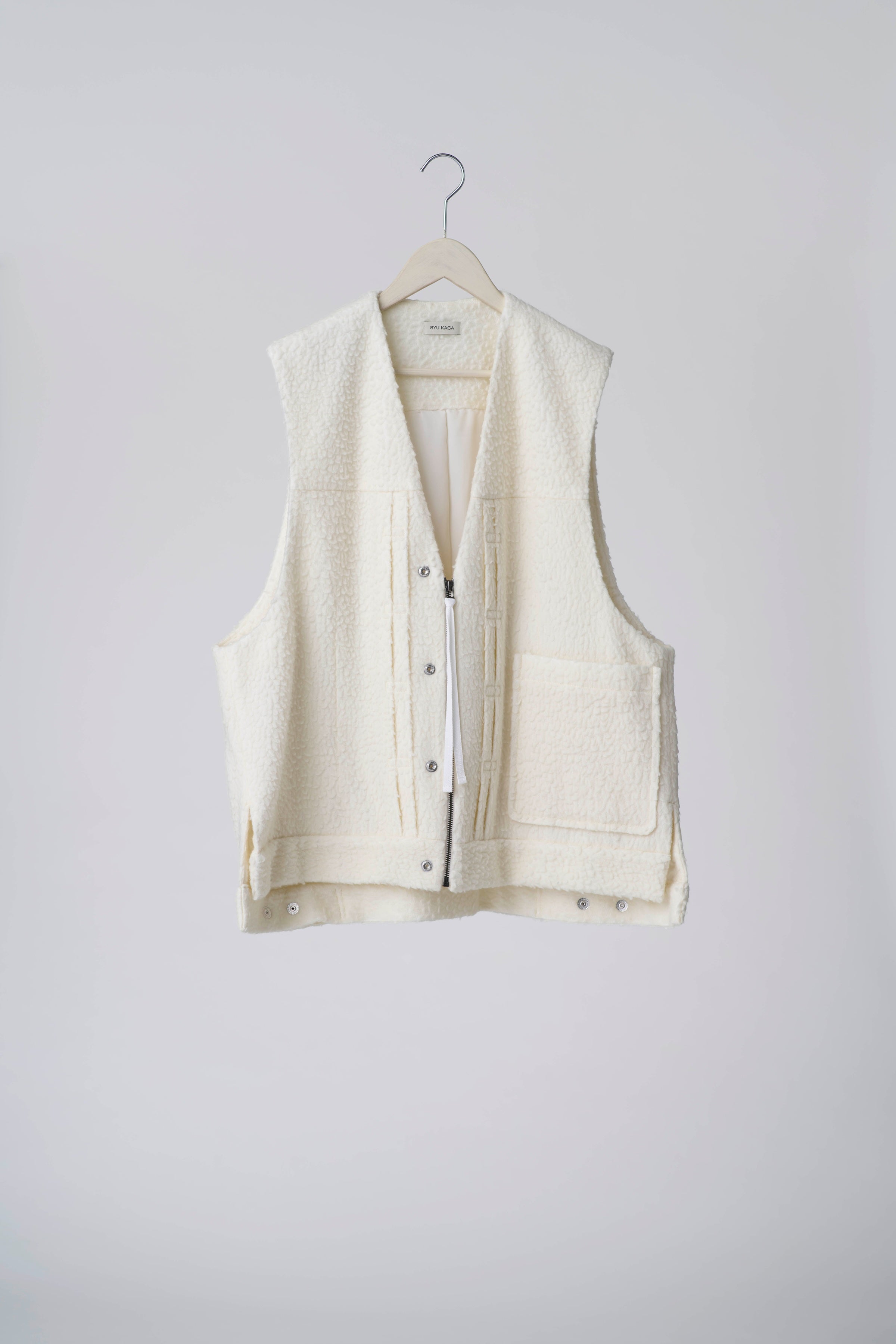 Wool boa oversized vest