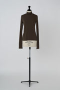 Open back turtle-neck cut sew