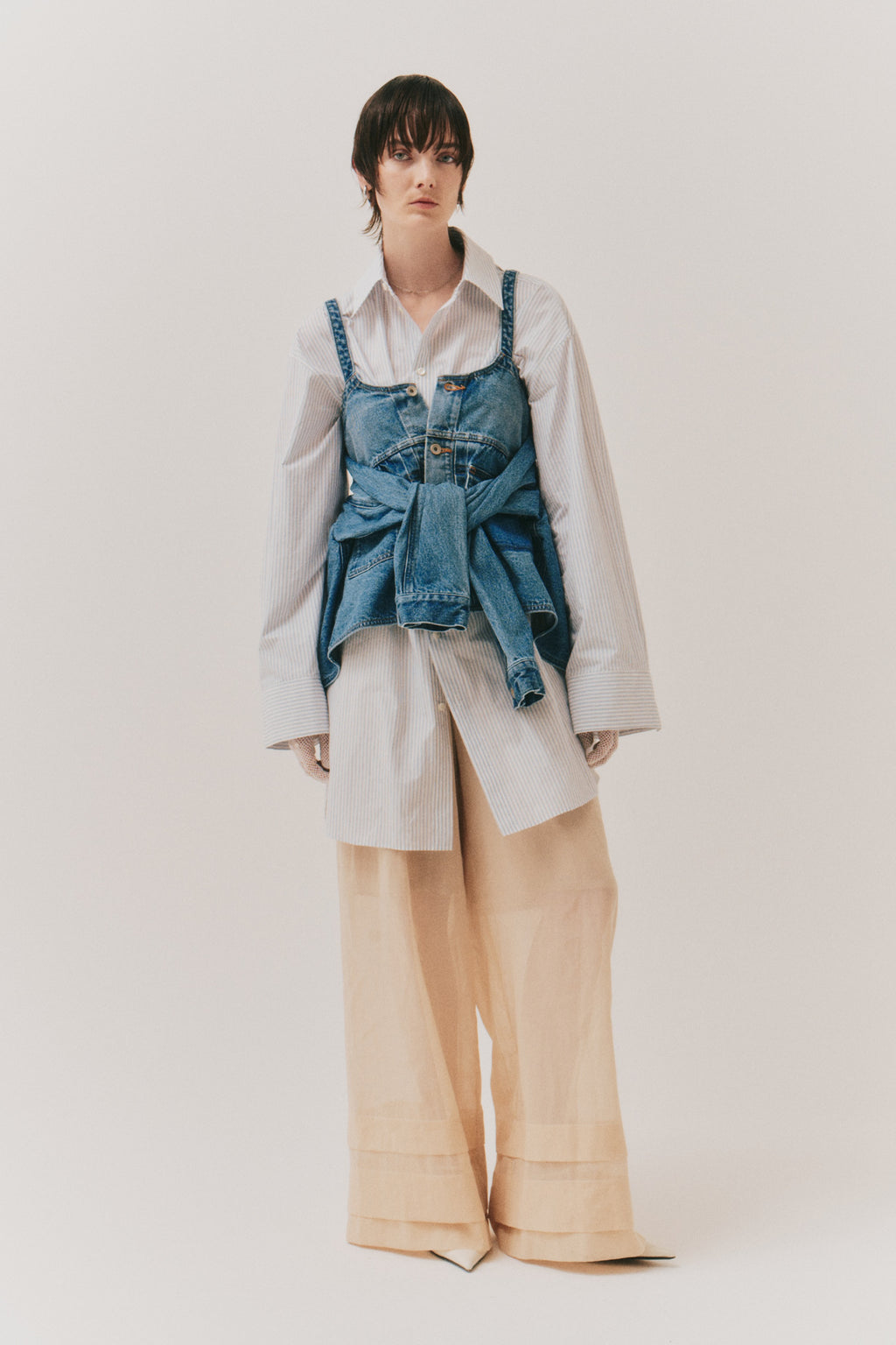 Wide sleeve  stripe shirts