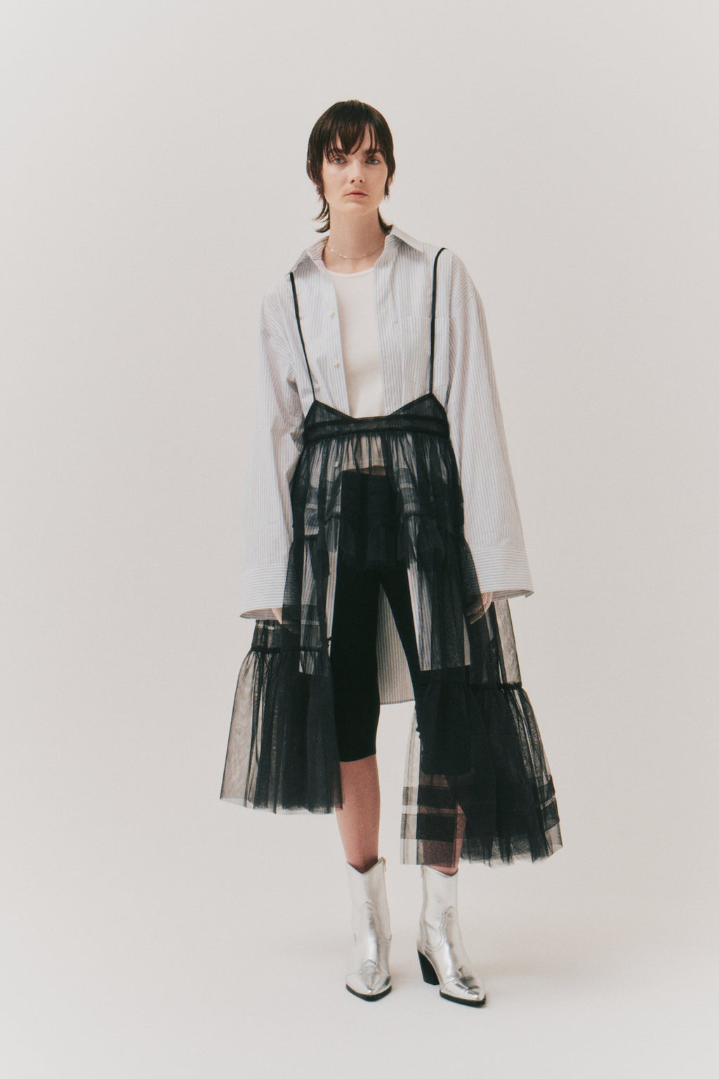 Wide sleeve  stripe shirts