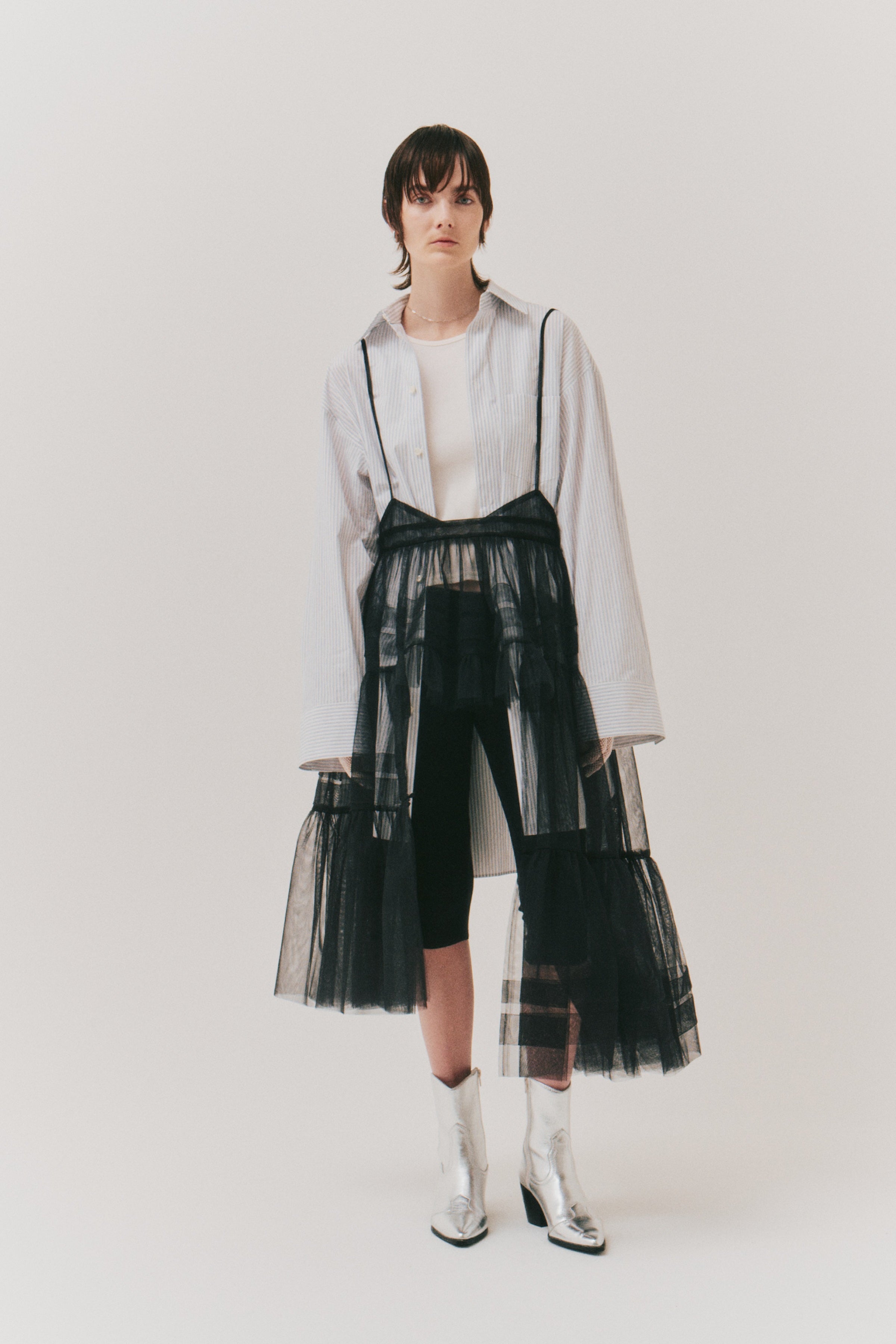 Wide sleeve  stripe shirts