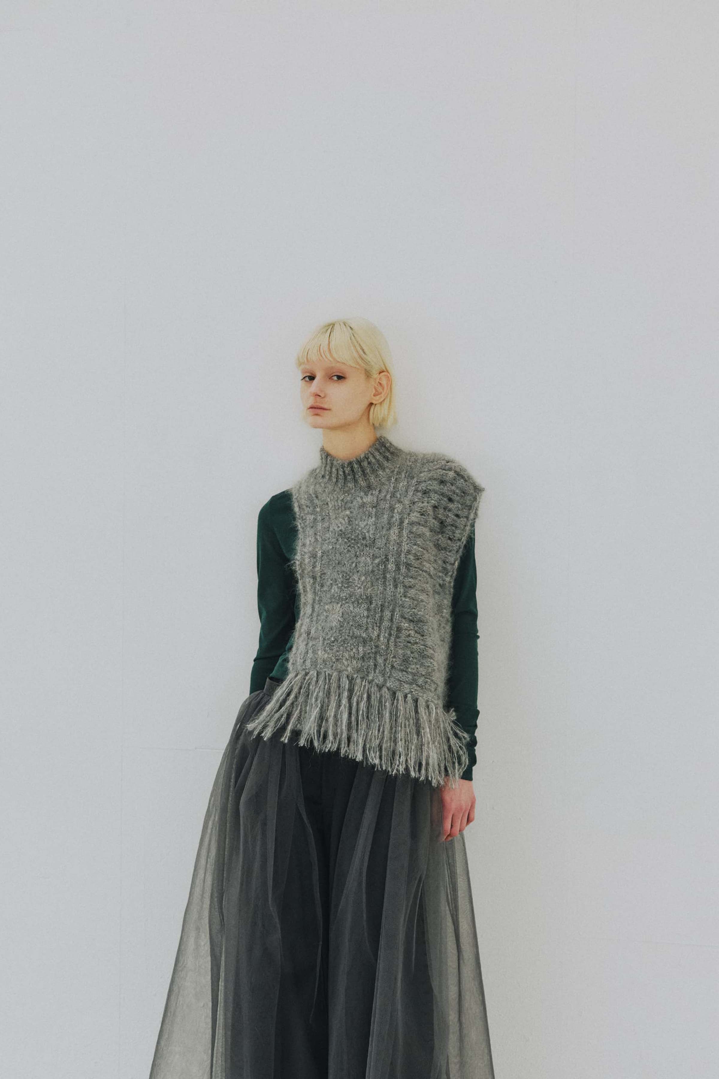 Asymmetry Fisherman's Mohair Fringe Vest