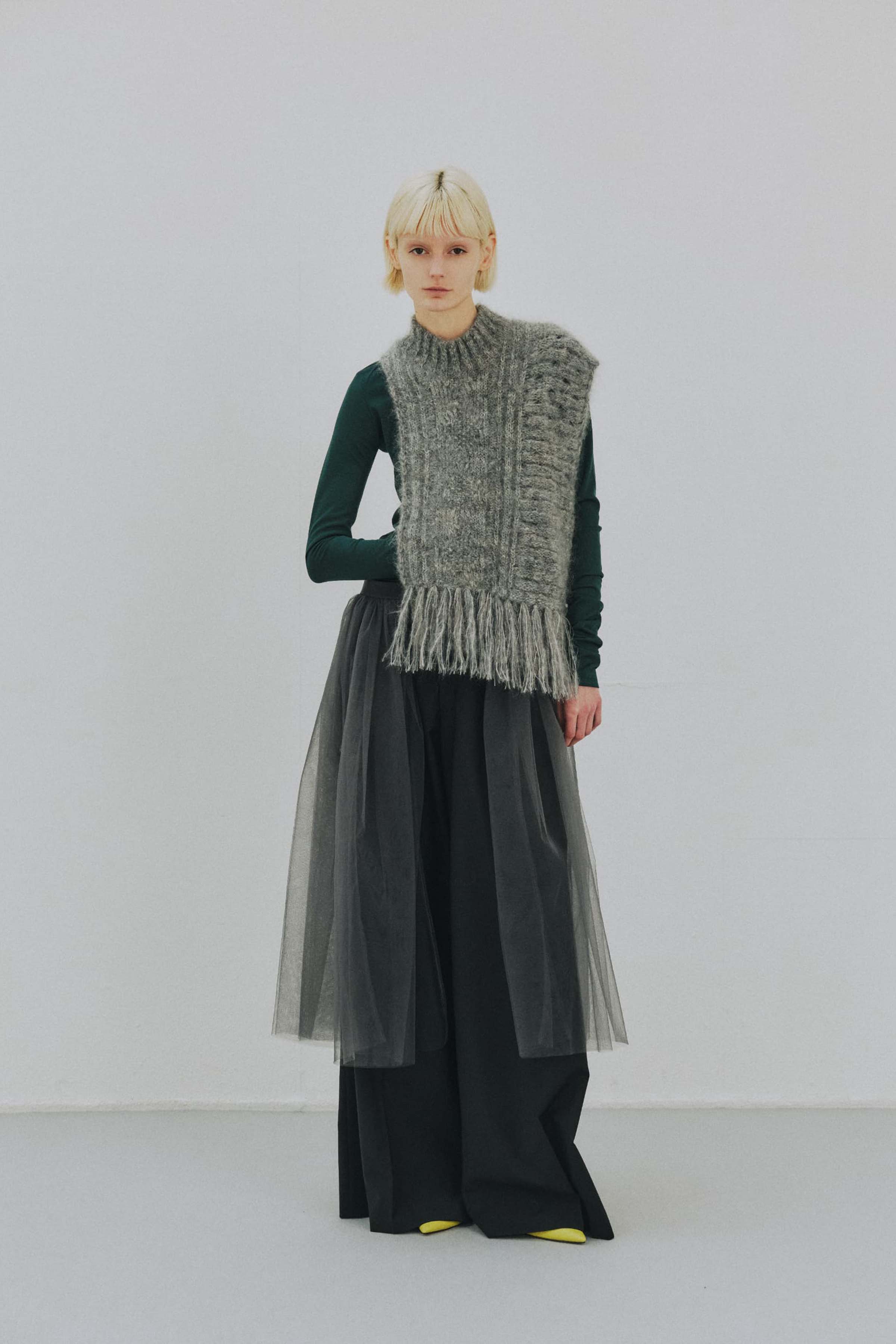 Asymmetry Fisherman's Mohair Fringe Vest