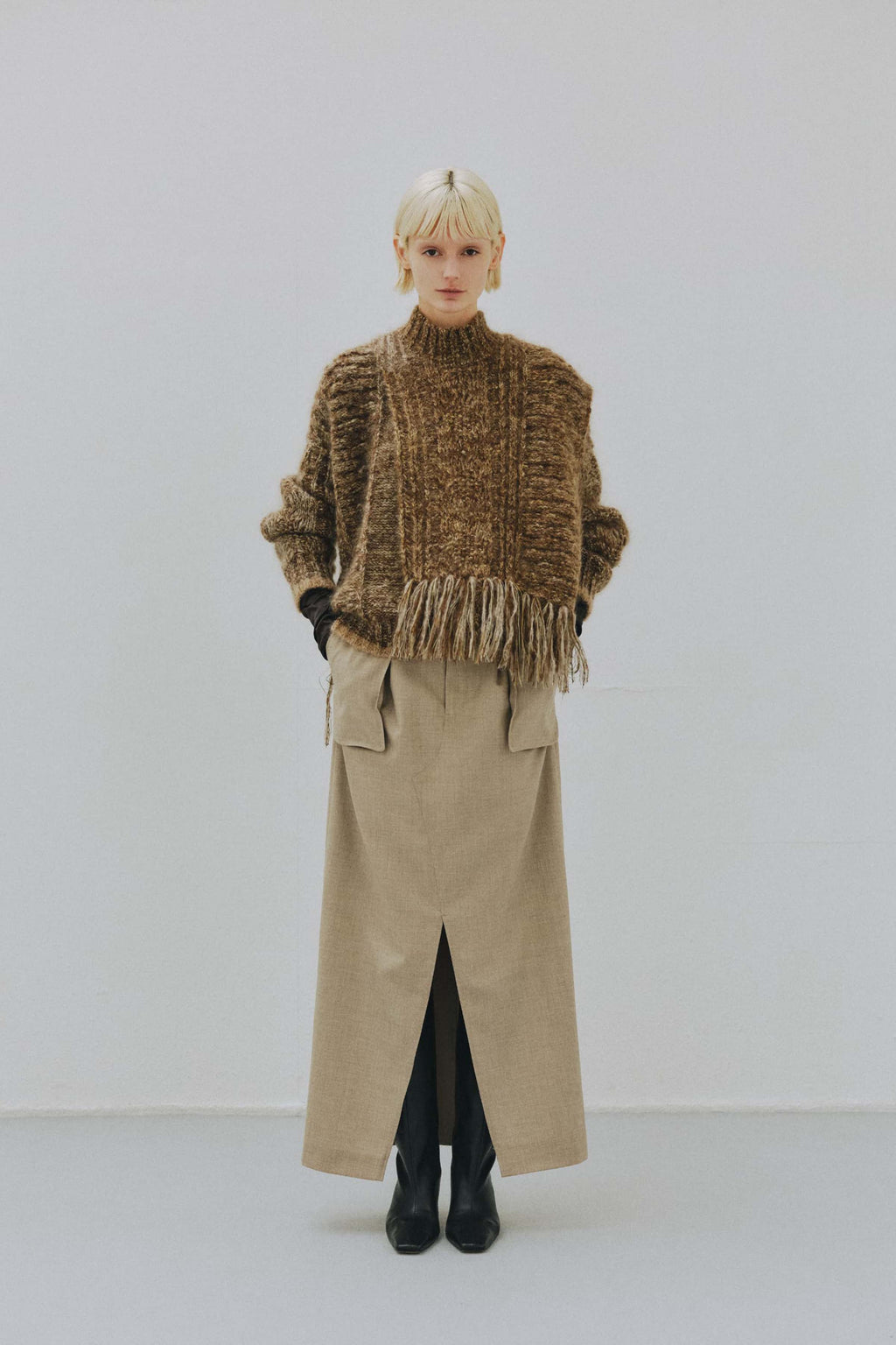 Asymmetry Fisherman's Mohair Fringe Vest