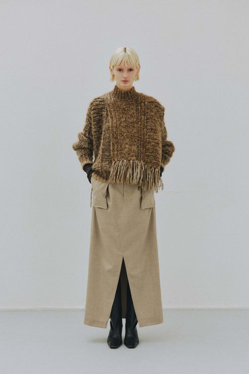Asymmetry Fisherman's Mohair Fringe Vest