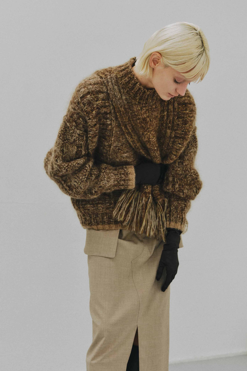 Asymmetry Fisherman's Mohair Fringe Vest