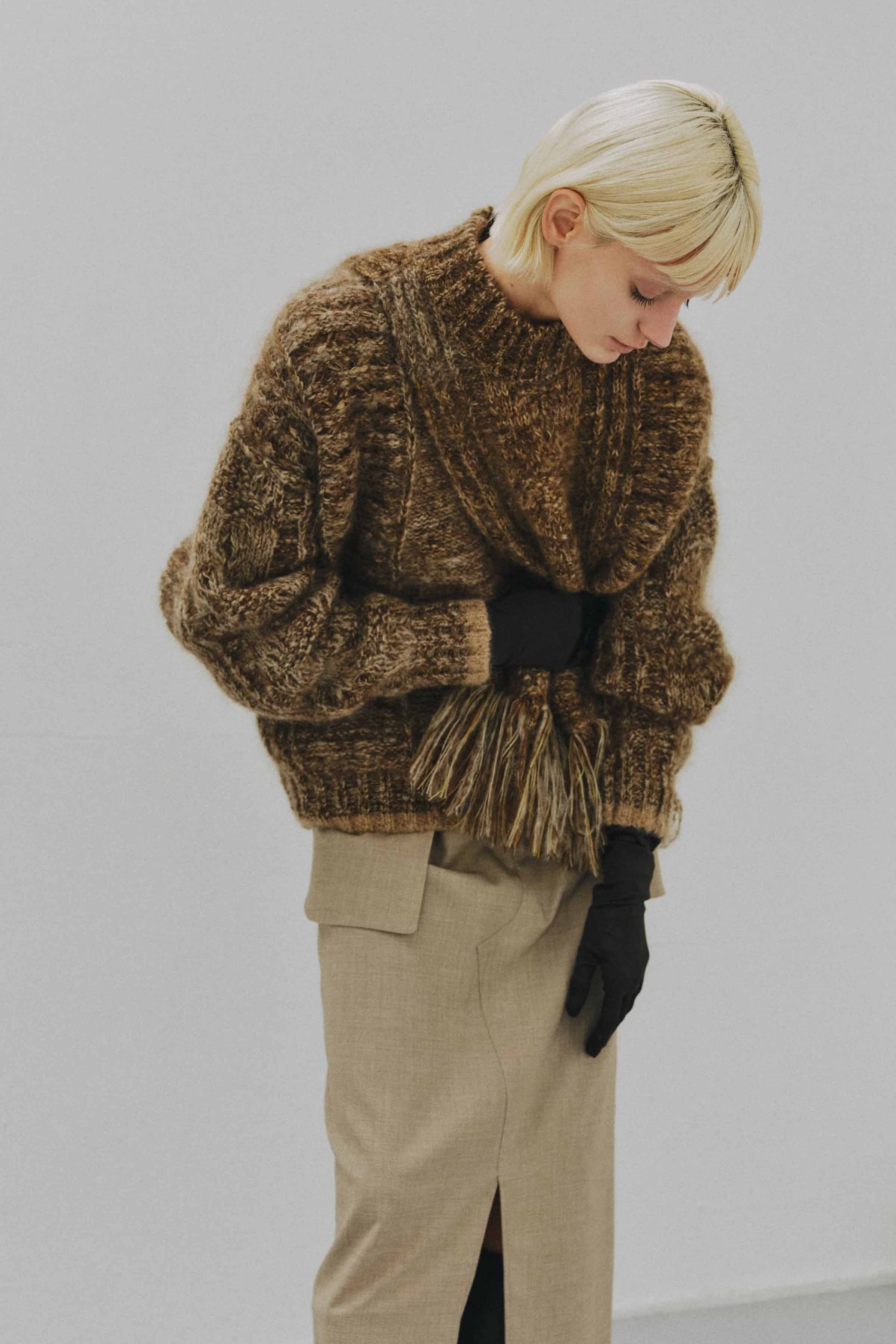 Asymmetry Fisherman's Mohair Fringe Vest