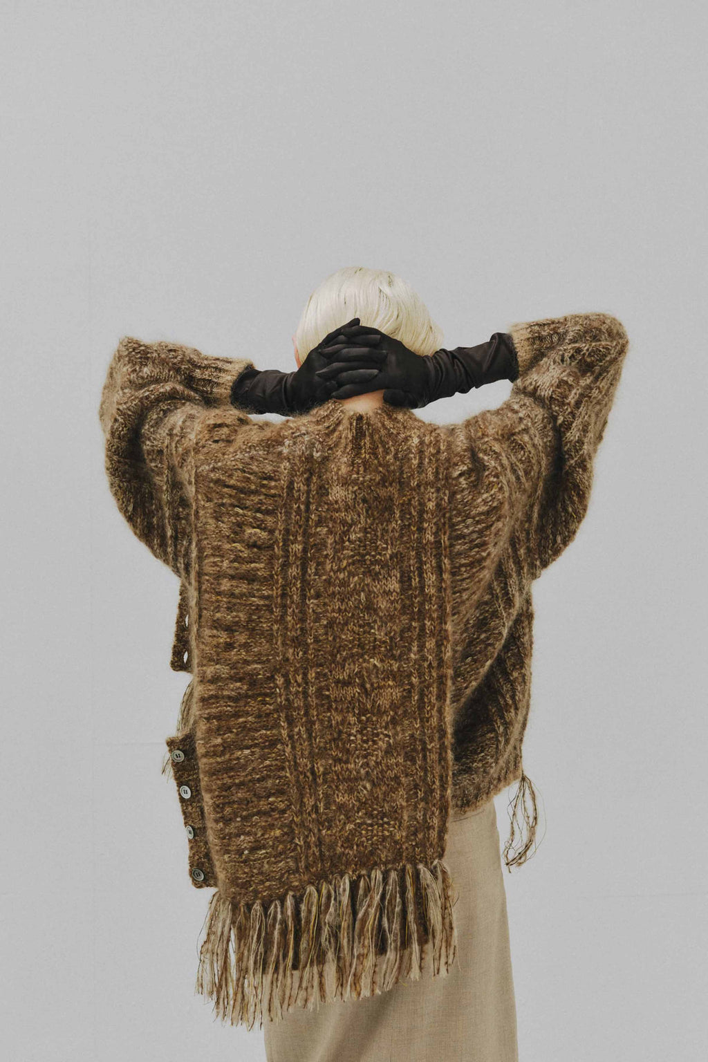 Asymmetry Fisherman's Mohair Fringe Vest